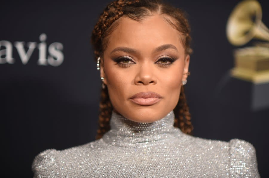 Andra Day arrives at the Pre-Grammy Gala on Saturday, Feb. 3, 2024, at the Beverly Hilton Hotel in Beverly Hills, Calif. (Photo by Richard Shotwell/Invision/AP)