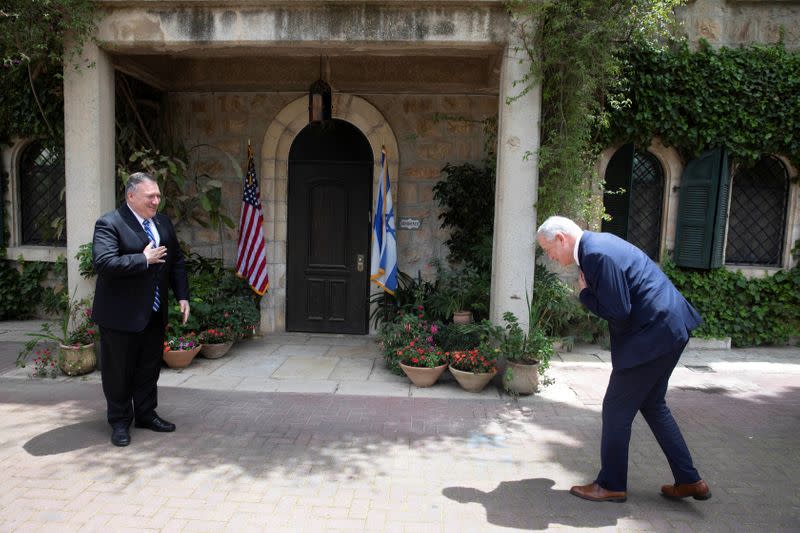 U.S. Secretary of State Mike Pompeo meets with Israeli Blue and White party leader Benny Gantz in Jerusalem