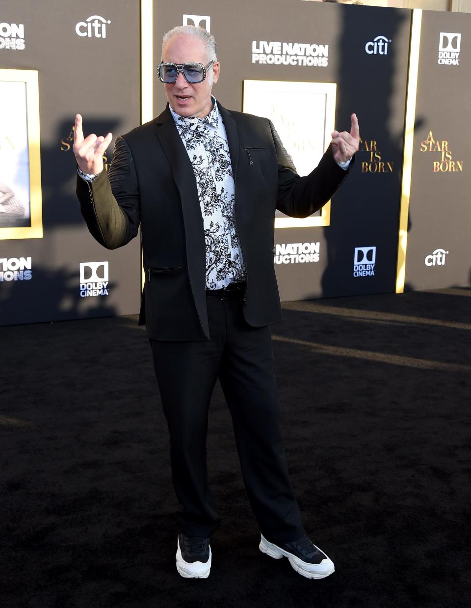Andrew Dice Clay arrives at the Los Angeles premiere of "A Star Is Born" on Monday, Sept. 24, 2018, at the Shrine Auditorium.