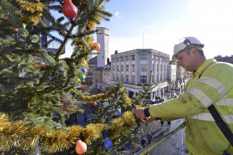 Leicester City Council's Christmas tree has been branded a 'disgrace'