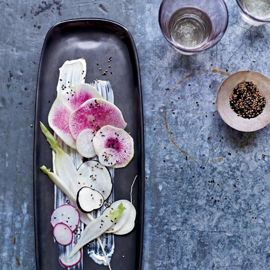 Radishes with Sour Cream Dressing and Nigella Seeds