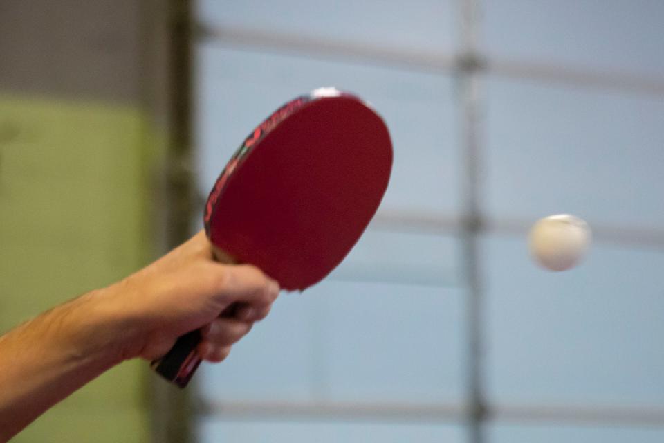 Ahad Sarand hits the ball during a game last week.