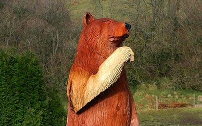 The wooden bear has stood by the side of the road in Llanwrtyd Wells for over 15 years 