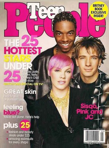 <p>People</p> Pink, Sisqo and JC Chasez on a Teen PEOPLE cover from May 2001