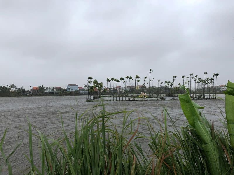 General view of flooded fields as Typhoon Molave sweeps through Hoi An