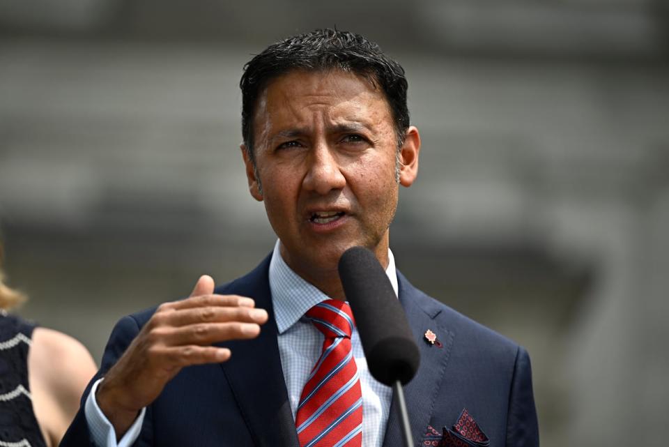 Minister of Justice and Attorney General of Canada Arif Virani speaks during a media availability after a cabinet swearing-in ceremony at Rideau Hall in Ottawa, on Wednesday, July 26, 2023.