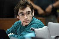 Marjory Stoneman Douglas High School shooter Nikolas Cruz is shown at the defense table during jury selection in the penalty phase of his trial at the Broward County Courthouse in Fort Lauderdale on Monday, May 16, 2022. Cruz previously pleaded guilty to all 17 counts of premeditated murder and 17 counts of attempted murder in the 2018 shootings. (Amy Beth Bennett/South Florida Sun Sentinel via AP, Pool)