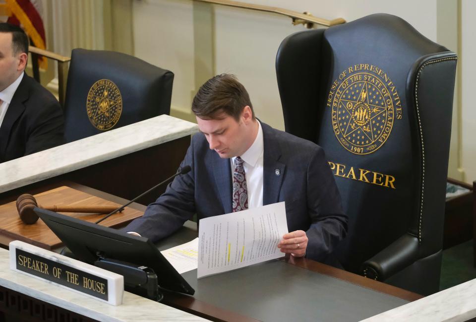 House Speaker Pro Tem Kyle Hilbert looks over papers during a special session on Jan. 29.