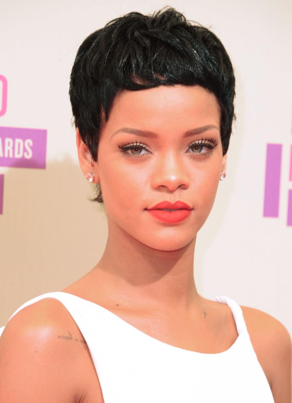 <p>If you love showing off your cosmetics skills, a closely-cropped style with short bangs like <strong>Rihanna</strong>'s keeps your morning hair routine to a minimum while highlighting your lovely <a href="https://www.goodhousekeeping.com/beauty/makeup/g4907/best-eyeshadow-palette/" rel="nofollow noopener" target="_blank" data-ylk="slk:eye makeup;elm:context_link;itc:0;sec:content-canvas" class="link ">eye makeup</a> and <a href="https://www.goodhousekeeping.com/beauty/makeup/g34497788/best-lipsticks-for-dark-skin/" rel="nofollow noopener" target="_blank" data-ylk="slk:lipstick;elm:context_link;itc:0;sec:content-canvas" class="link ">lipstick</a>.</p>