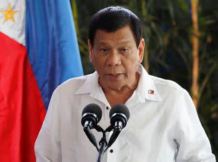 President Rodrigo Duterte speaks during a news conference before his departure to Da Nang in Vietnam, for the Asia Pacific Economic Cooperation (APEC) summit, at Ninoy Aquino International Airport in Pasay, metro Manila, Philippines November 8, 2017. REUTERS/Dondi Tawatao