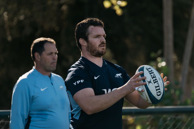 Julián Montoya, el capitán de los Pumas, en uno de los entrenamientos en Mendoza