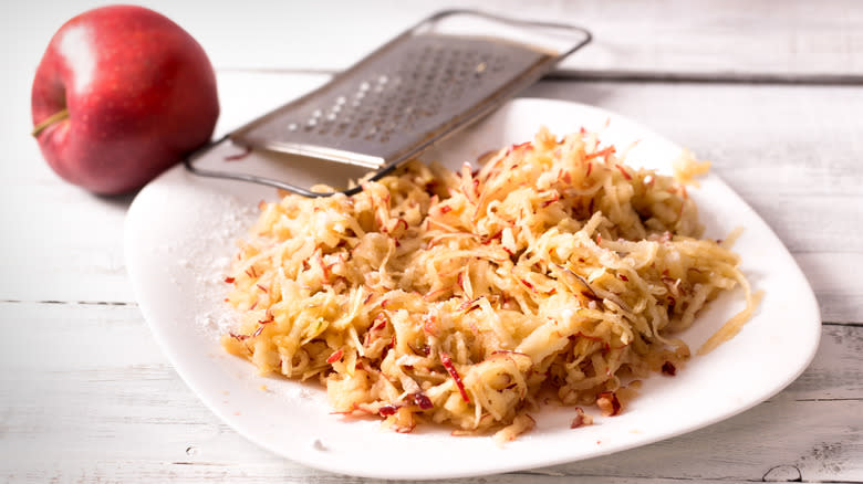 Grated apple on a plate