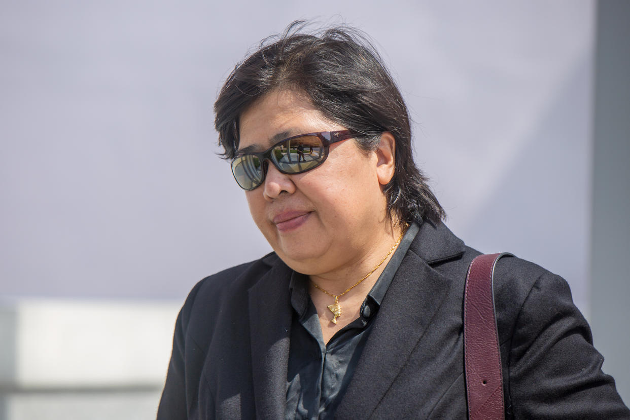 Phoon Chiu Yoke, 54, seen leaving the State Courts without her mask on 24 May 2021. (PHOTO: Dhany Osman / Yahoo News Singapore)