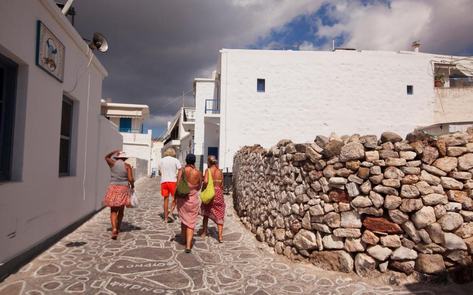 Tourists walking in the streets of the old town Chora - Alamy