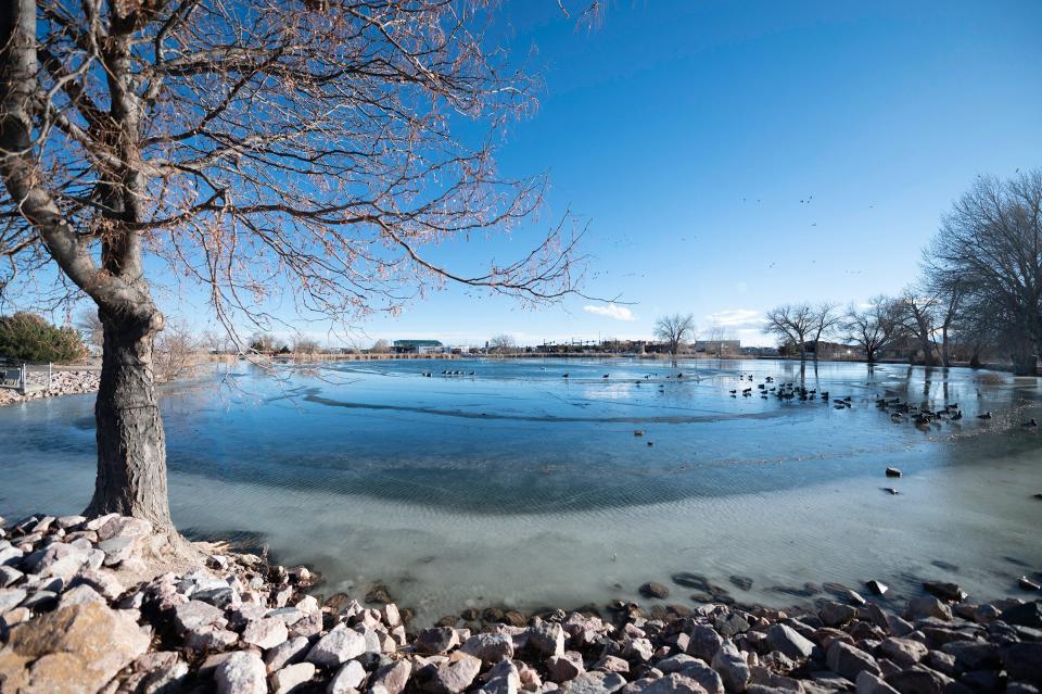 Cattail Crossing, where a man was rescued after falling through the ice in January, in Pueblo West on Wednesday, Jan. 17, 2024.