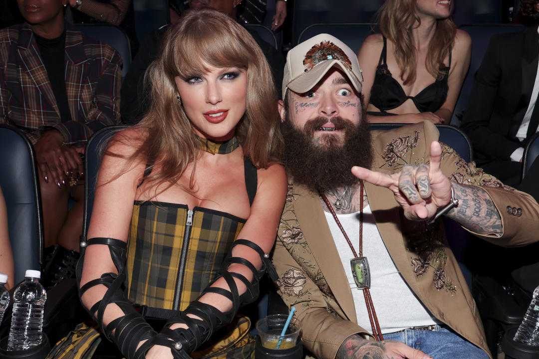 Taylor Swift and Post Malone at the 2024 MTV Video Music Awards. 