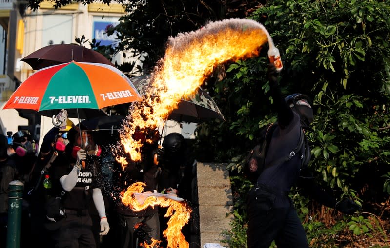 Anti-government demonstrators protest in Hong Kong