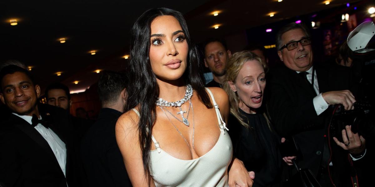 Kim Kardashian Wore the Evening Version of a Low-Cut Slip Dress to the Time  100 Gala