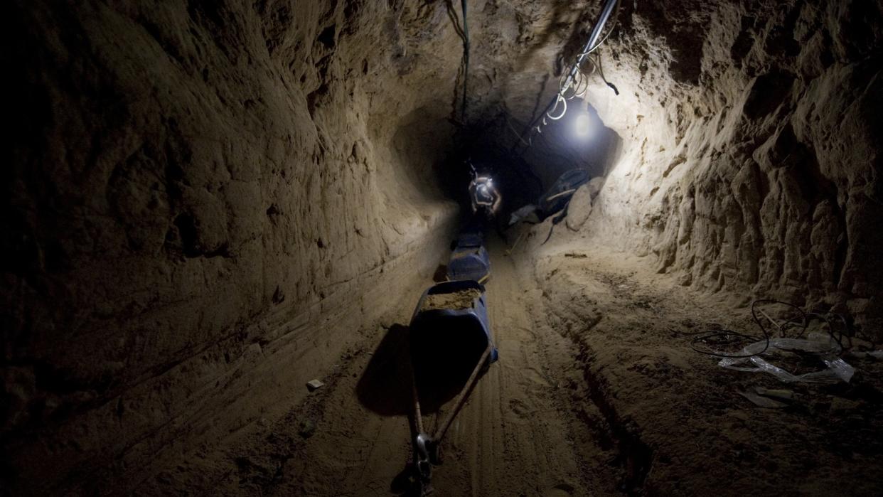  Photo of a tunnel under the Gaza Strip leading back to Israel. 