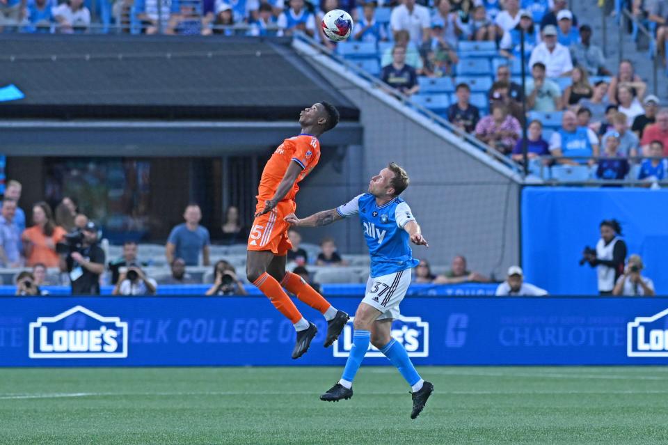 FC Cincinnati, here playing in Charlotte last June, has had trouble at Charlotte FC's Bank of America Stadium. FCC rallied late to earn a draw last season while the Orange and Blue lost 2-0 the previous year.