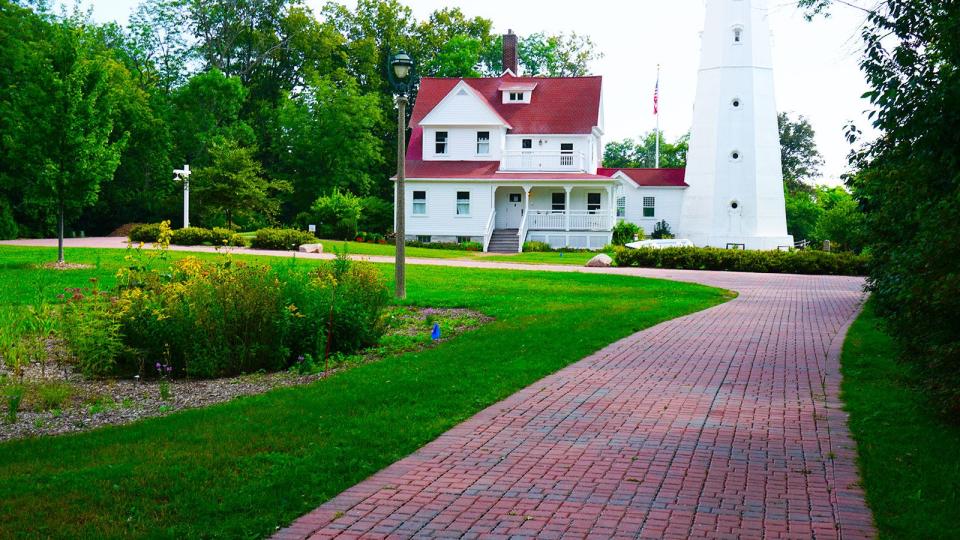 Porous pavement and rain gardens at the North Point Lighthouse located at 2650 N. Wahl Ave. in Milwaukee.