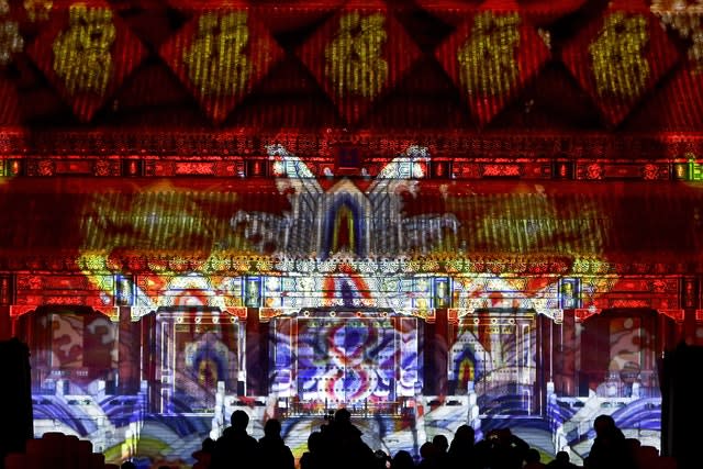 The Forbidden City is illuminated during the Lantern Festival in Beijing