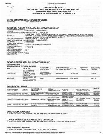 This is the second of two pages in Mexican President Enrique Pena Nieto's 2014 public declaration of his assets that assert he was donated six properties by his parents. REUTERS/Mexican National Registry Handout via Reuters