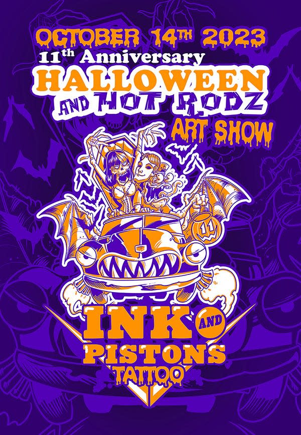 Ink and Pistons Tattoo's 11th Anniversary/Halloween and Hot Rodz party and art show will be held from 6 to 9 p.m. Saturday, Oct. 14 at their shop on Belvedere Road.
