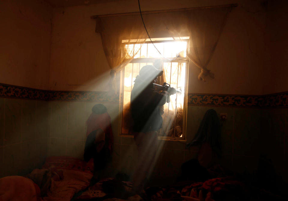 Iraqi soldier is pictured during an operation against Islamic State militants in the frontline neighbourhood of Intisar, eastern Mosul