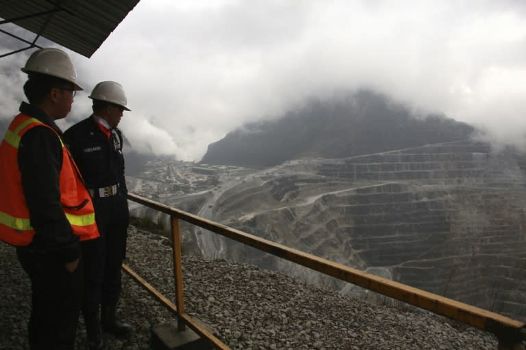 Security personnel pictured at Freeport McMoRan's Grasberg mining complex, one of the world's biggest gold and copper mines located in Indonesia's remote eastern Papua province