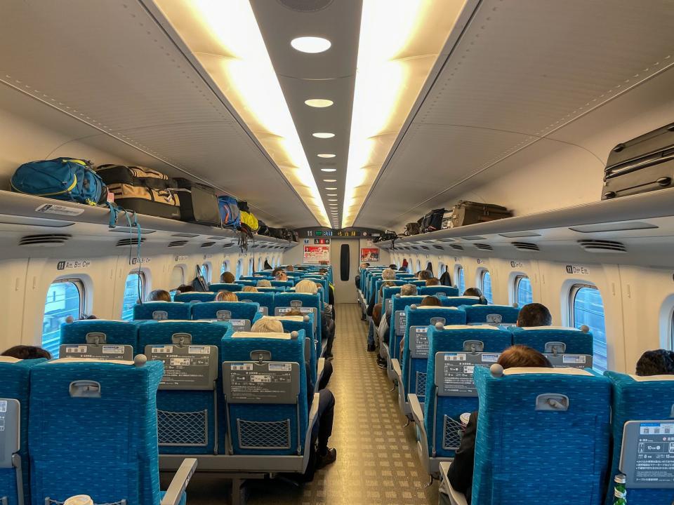 An image of the author's experience riding one of Japan's bullet trains.