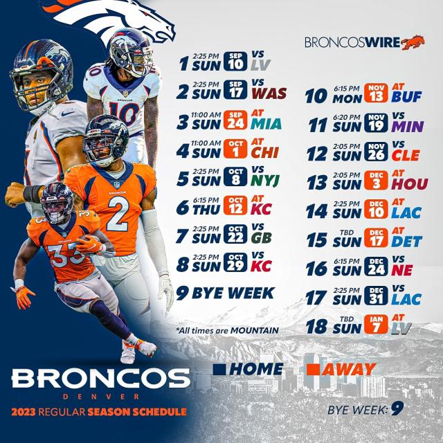 Broncos' 2023 schedule announced