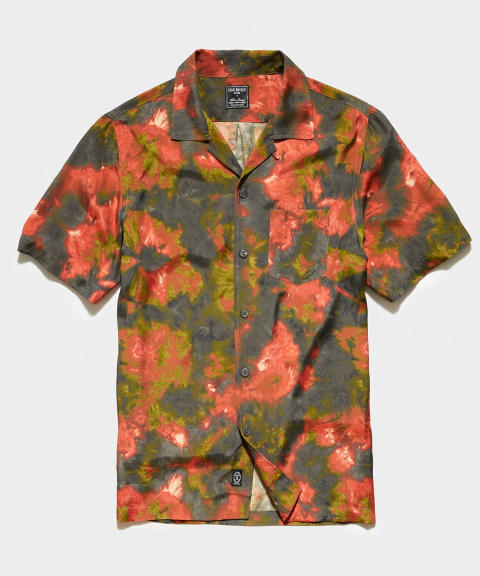 Japanese Rayon Camp Collar Short Sleeve Shirt in Water Color Floral