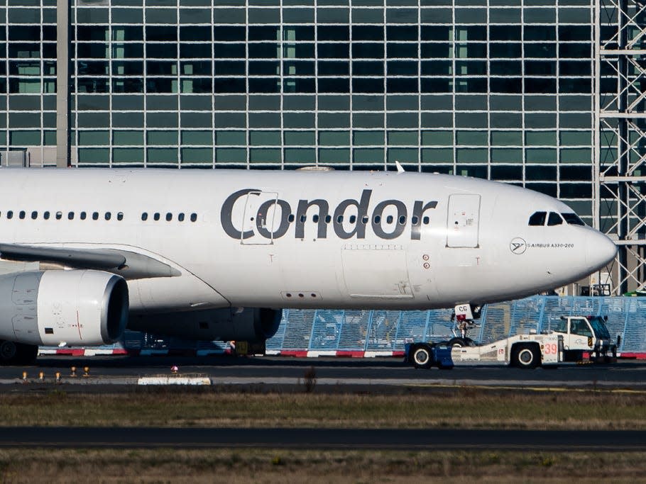 A Condor Airbus A330 at Frankfurt Airport in 2018.