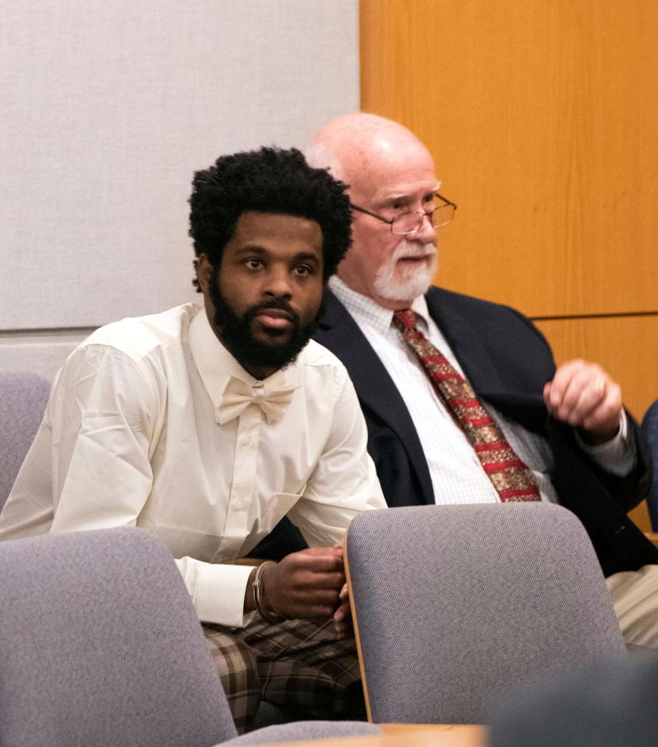 Charles Richardson sits with his attorney as they wait for jury selection Aug. 1. Richardson was convicted of second-degree murder in the shooting death of 32-year-old Kewhan Dernard Thompson.