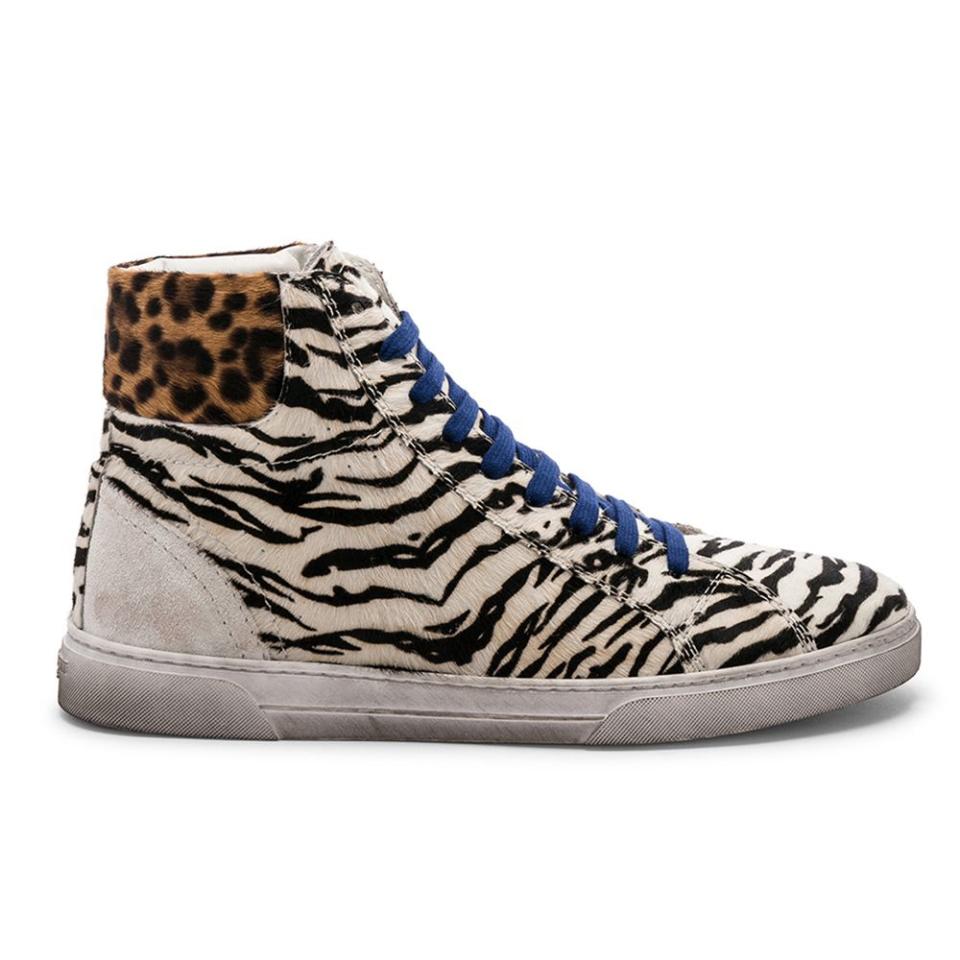 Saint Laurent Calf Hair Joe Chess High-Top Sneakers for Men