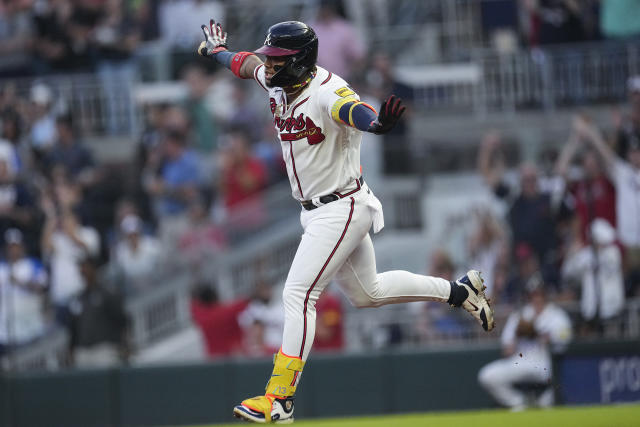 Yahoo Sports on X: The Atlanta Braves' big hat HR celebration has