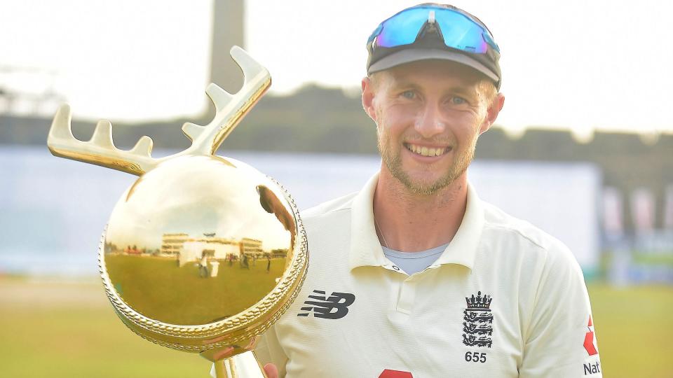 England captain Joe Root with the trophy after winning the Sri Lanka Test series 2-0.