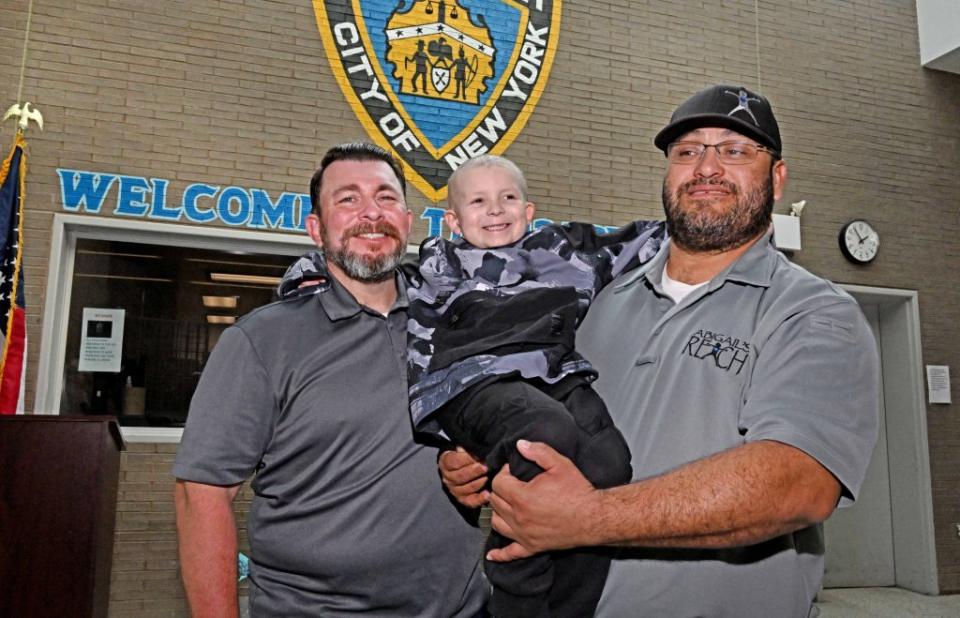 Julian was accompanied by his father Lee Galloway, (pictured, left) an active duty police officer from Corpus Christi, Texas, who has been on the force for 18 years. Gregory P. Mango