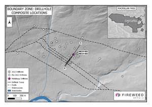 Map 1: Location of Boundary Zone, Cross Section A-A’ and sampled drill holes.