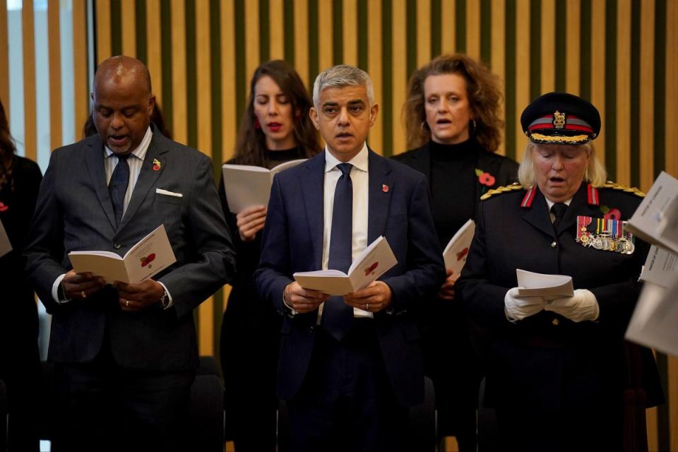 Sadiq Khan at the City Hall Remembrance Day Service (PA)