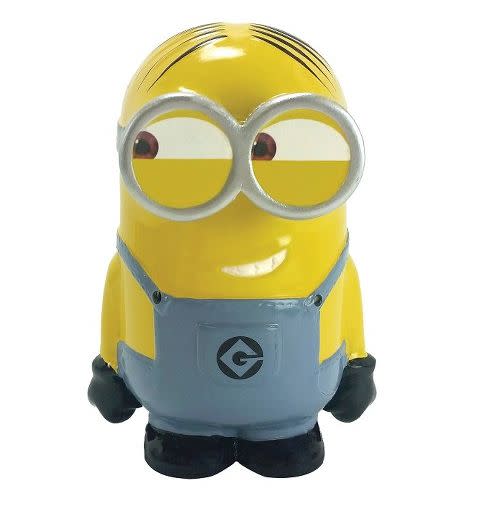 <i><a href="http://www.target.com/p/despicable-me-minions-mini-coin-bank/-/A-15732117#prodSlot=_1_45" target="_blank">Despicable Me Minions Mini Coin Bank, $7.99</a></i>