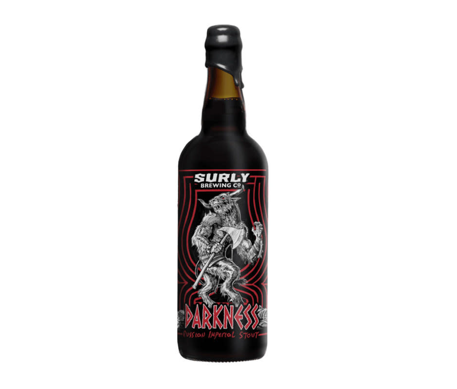 <p>Courtesy Image</p><ul><li><strong>Style</strong>: Russian imperial stout</li><li><p><strong>ABV</strong>: 12%</p></li><li><p><strong>Brewery</strong>: Surly Brewing Company, Brooklyn Center, MN</p></li></ul><p>Since 2006, <a href="https://surlybrewing.com/beer/availability/darkness/" rel="nofollow noopener" target="_blank" data-ylk="slk:Surly Brewing;elm:context_link;itc:0;sec:content-canvas" class="link ">Surly Brewing</a> has celebrated spooky season with the October release of Darkness, a monstrously strong imperial stout that tastes of cherries, raisins, toffee, and chocolate. Each year’s release features a different label, and Surly regularly releases special editions aged in different bourbon barrels and dosed with special ingredients like cold-smoked cherries.</p>
