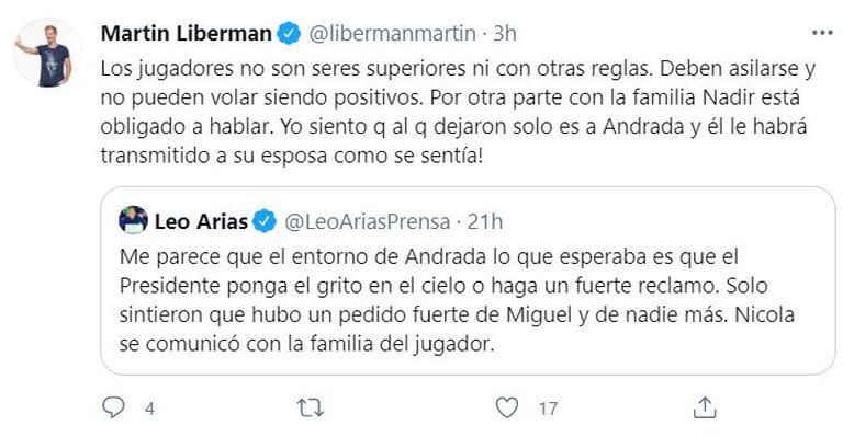 El tuit de Liberman sobre el "Caso Andrada"