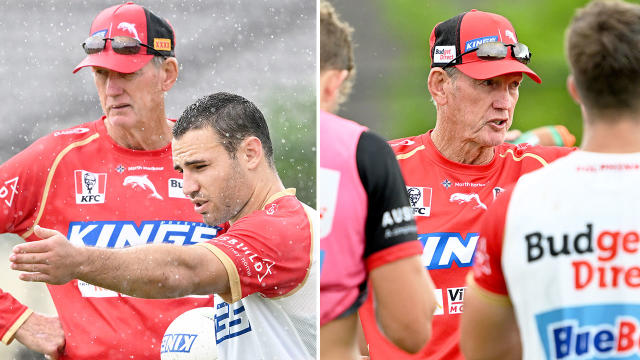 Isaiya Katoa in action during a Dolphins NRL training session at