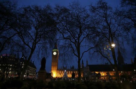 Dusk falls over Parliament Square outside the Supreme Court after the third day of the challenge against a court ruling that Theresa May's government requires parliamentary approval to start the process of leaving the European Union, in central London, Britain December 7, 2016. REUTERS/Peter Nicholls