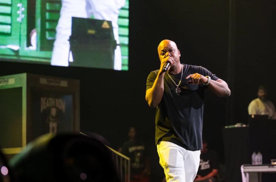 Bay Area rap pioneer Too $hort performs at Snoop Dogg’s High School Reunion Tour on Friday, Aug. 25, 2023, at Golden 1 Center. Wiz Khalifa, Warren G, Berner and DJ Drama performed in the lead up to Snoop Dogg.