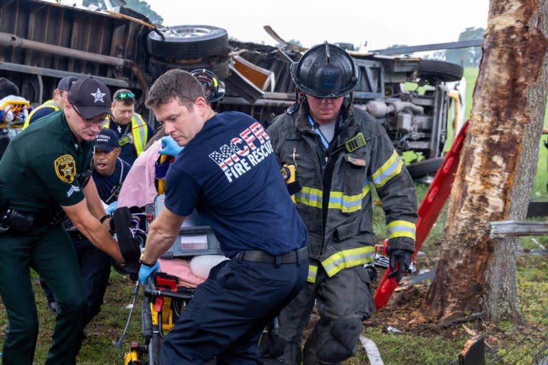 At least eight migrant farm workers were killed and dozens more were hospitalized after the bus their were aboard crashed Tuesday in central Florida. Photo courtesy of Marion County Fire Rescue/Facebook