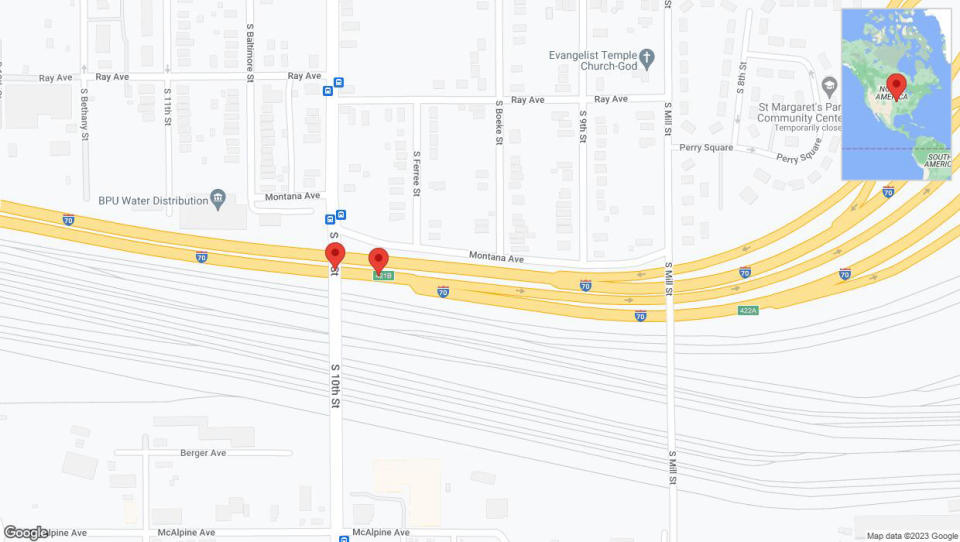 A detailed map that shows the affected road due to 'Broken down vehicle on eastbound I-70 in Kansas City' on December 28th at 12:18 a.m.