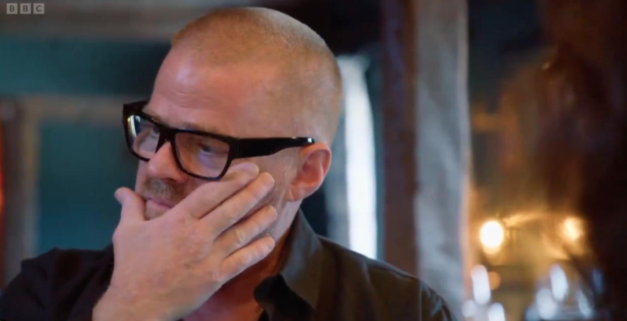 Heston Blumenthal appeared emotional on The One Show. (BBC Screengrab)
